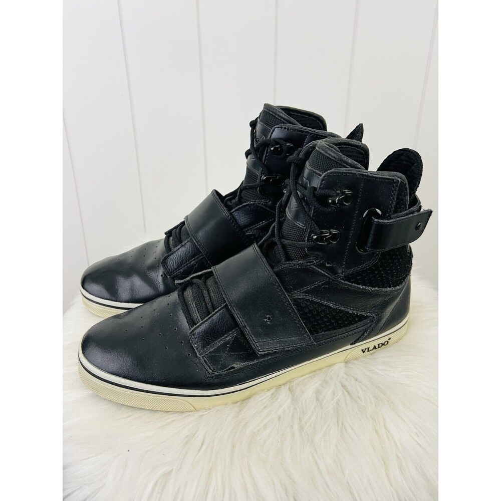 Vlado Footwear Atlas II Black Leather High Top Sneakers Mens Size 12